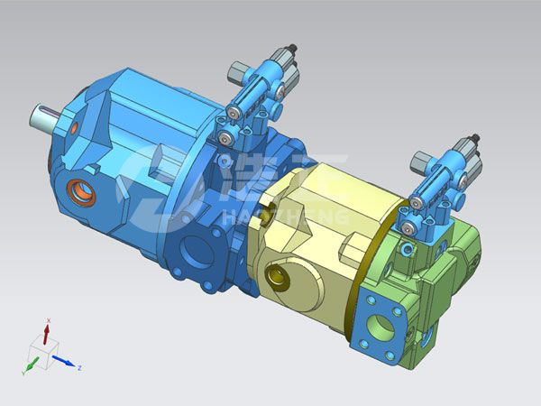 HZ-A10VSO串联泵3D设计图